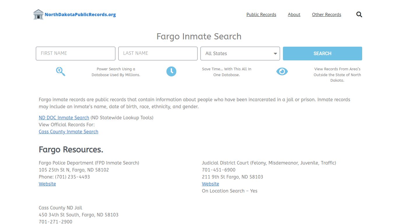 Fargo Inmate Search - FPD Current & Past Jail Records